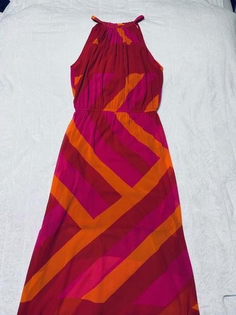 Letné dlhé trojfarebné šaty bez rukávov, m