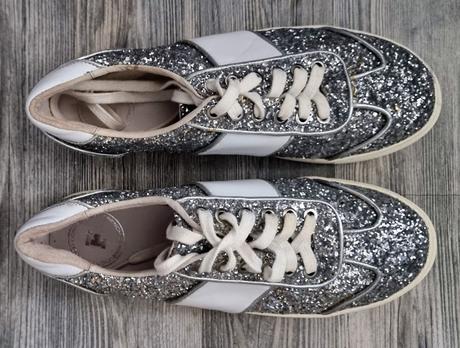 Trblietavé strieborné tenisky č.39, 39