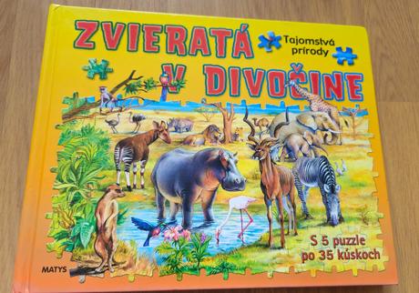 Kniha zvieratá v divočine s puzzle, 