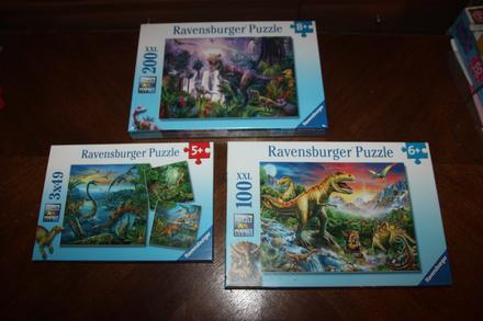 Puzzle dinosaury 100 xxl+200xxl + 3x 49,