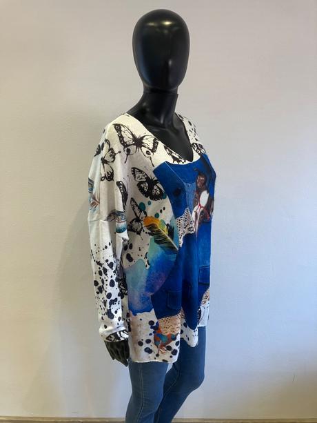 Dámske huňaté tričko vzorované (uni), l / m / s / xl