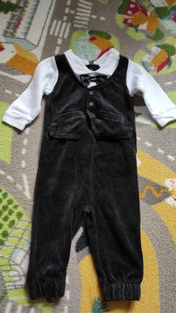 Slavnostny semišový oblek s motylikom-body velkost, 68