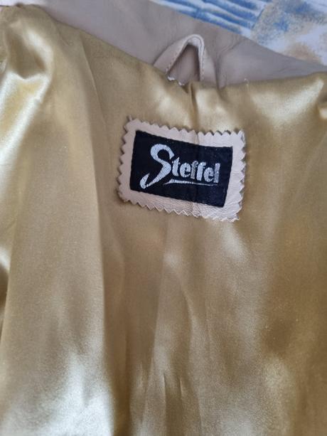 Krémový kožený kabát veľ. 40, 40