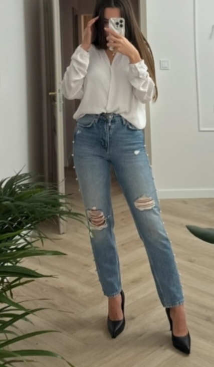 Rifle s perličkami h&m 34, h&m,34