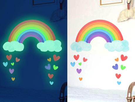 Nálepka na stenu - dúha svietiaca v tme,