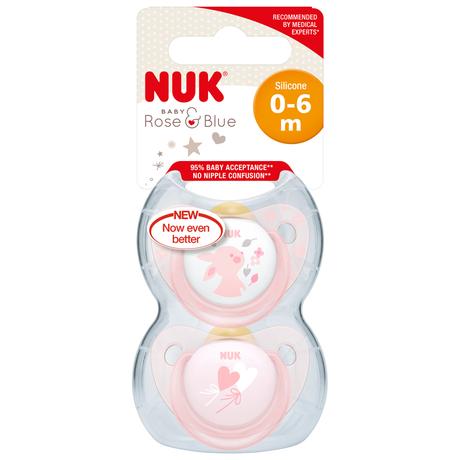 Nuk latexový cumlík rose&blue 6-12m, 2ks, nuk