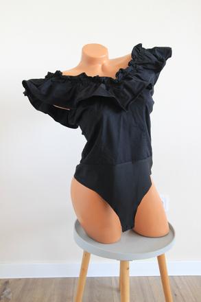 Čierny bavlnený body top, zara, zara,l