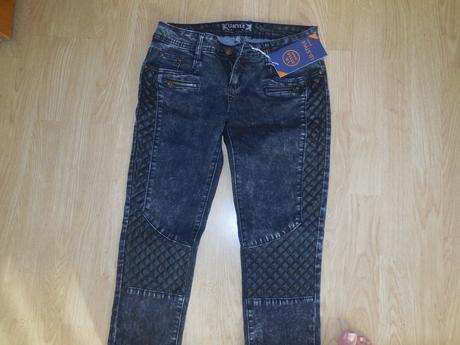 Elastické rifle s koženkou, m