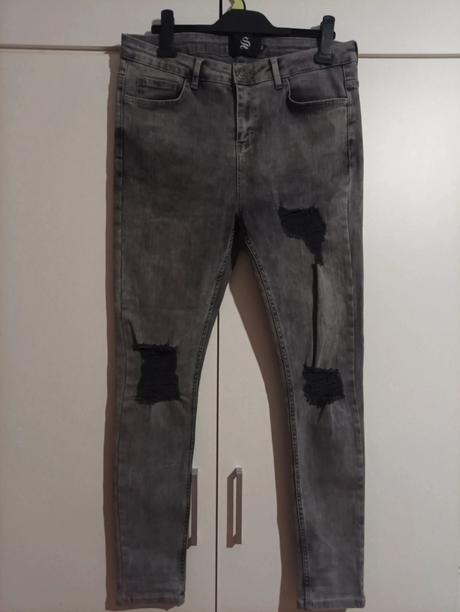 Čierne rip repair jeans, m