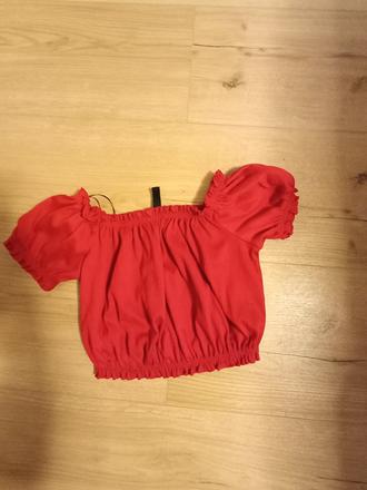 Červený crop top 146-164, xs
