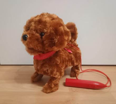 Štekajúci, chodiaci psík, 