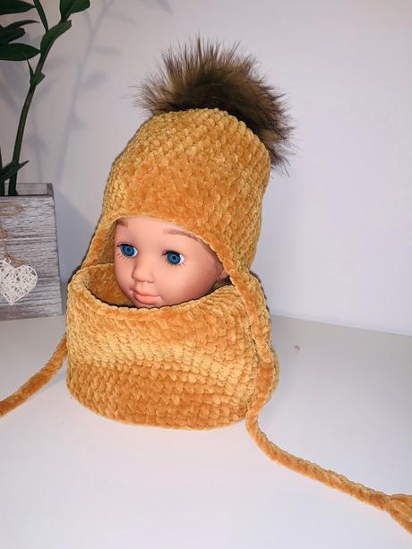 Detská čiapka a nákrčník, 68 / 74 / 80