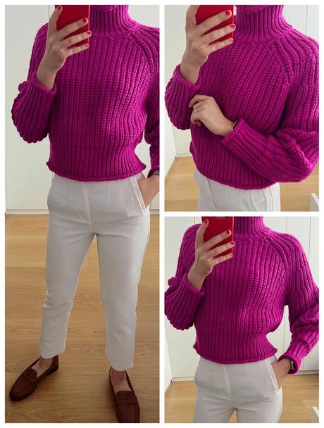 Fuchsiový rolákový sveter, h&m,xs