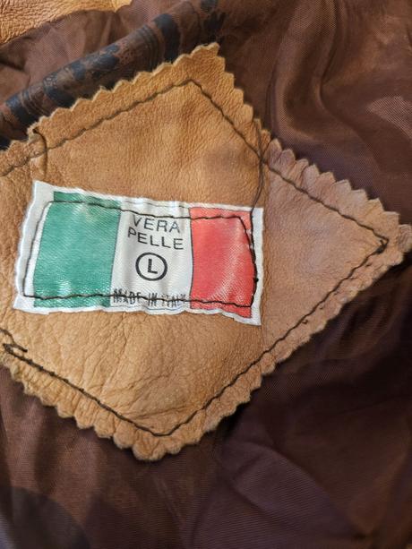Vintage oversize pravá kožená bunda italy, xxl