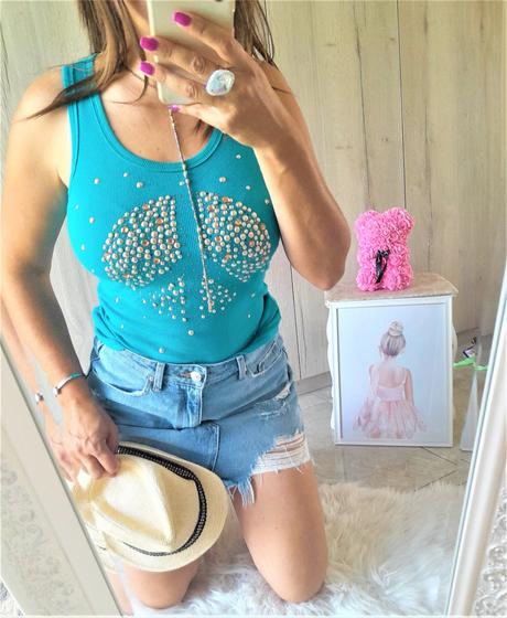 Tyrkys top s kamienkami-s/m, s