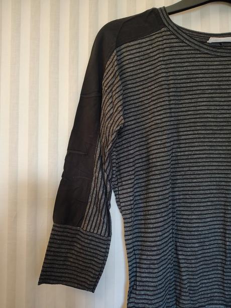 Dámsky čierno sivý pásikavý top, mango, xl/xxl, mango,xl