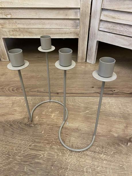 Kovový svietnik na 4 vysoké sviečky - sivohnedý, 