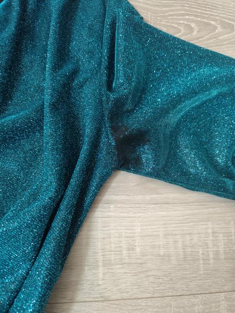 Dlhé spoločenské trblietavé petrolejové šaty, 38