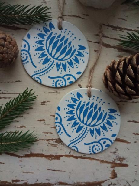 Vianočná dekorácia modrotlač kvietok, 