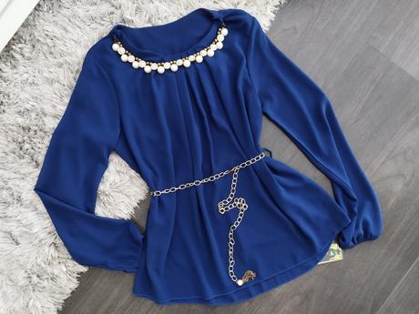 Modrá blúzka s opaskom., s