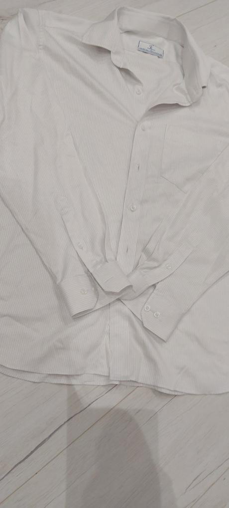 Biela sviatočná košeľa s jemnými prúžkami, xl