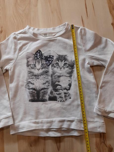 Biela mačičková mikinka, h&m,110