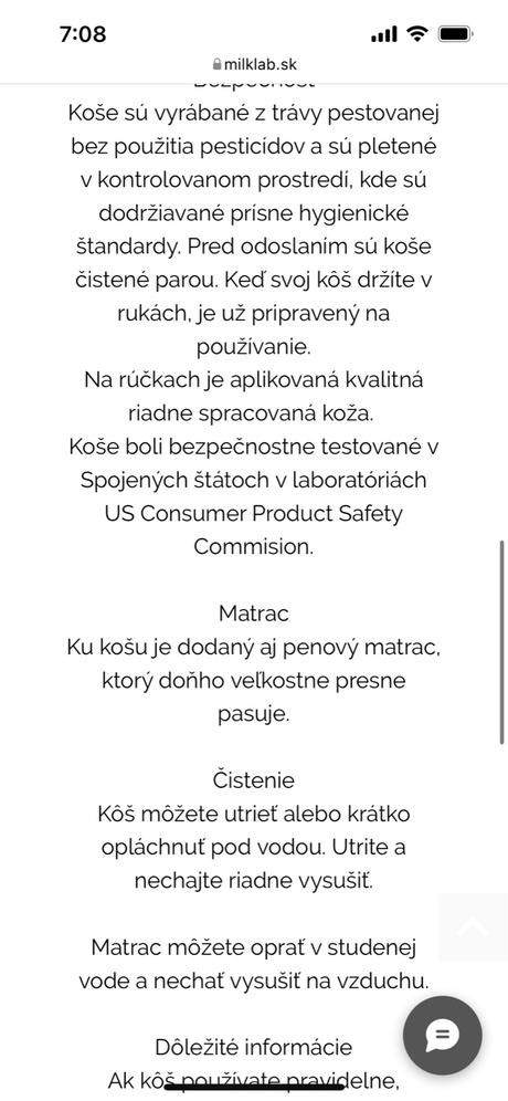 Milklab prebalovací prírodný kôš, 