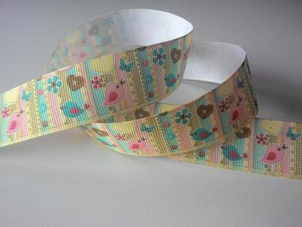 Stuha rypsová vtáčiky 25 mm, 