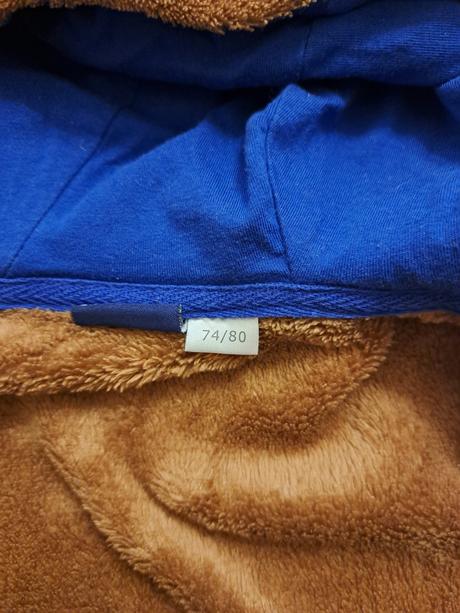 Hnedá plyšová mikina na zips pre chlapca, lupilu,74