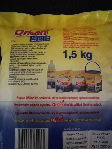 Orkán soľ špeciál do umývačky riadku, 