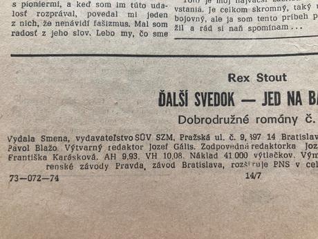 Útek pred nocou a ďalší svedok/jed na bankete,