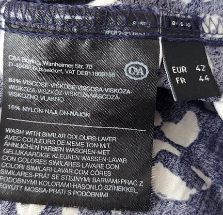 Modrobiele košeľové šaty, c&a,42