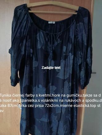 Tunika-bluzka ciernej farby s potlačou kvetou, 52