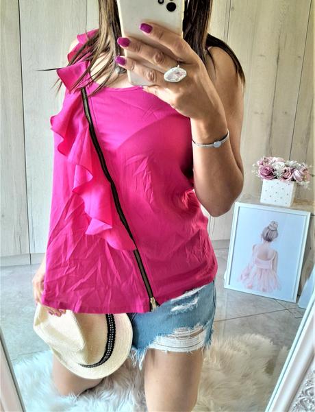 Cyklaménový top s volánom-s/m, s