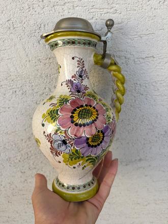 Vysoky keramicky rucne malovany krigel 27cm cinovy,