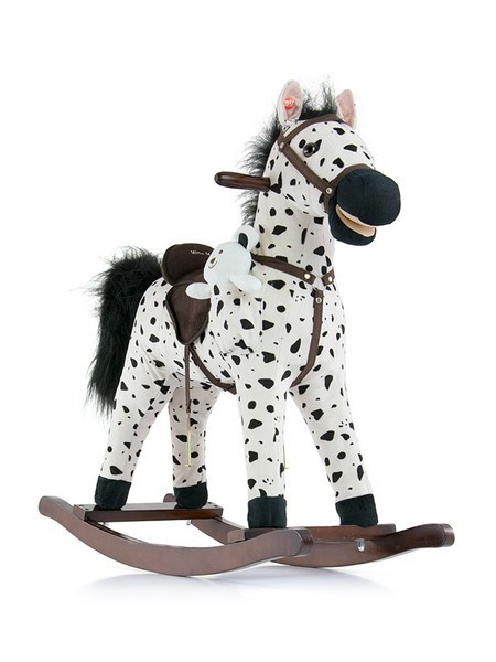 Hojdací koník mustang bielo-čierny puntíkovaný-,