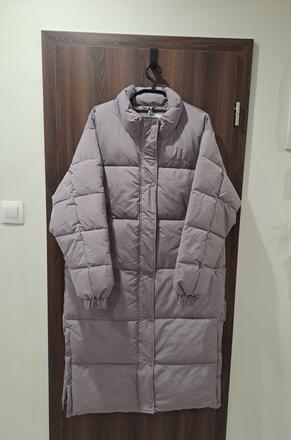 Fialová teplá bunda oversize, l