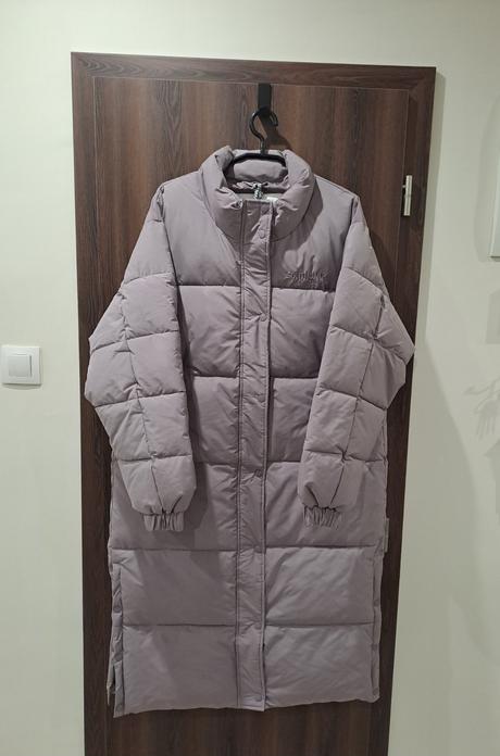 Fialová teplá bunda oversize, l