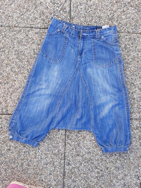 Riflové háremky remix jeans velk. s/36., s