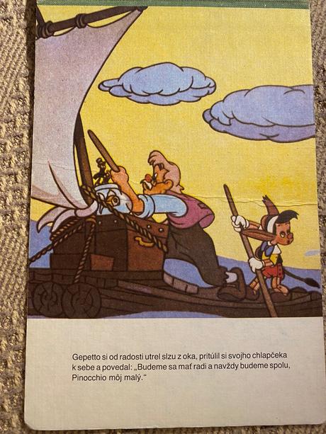 Retro staré leporelo pinocchio walt disney 1990, 