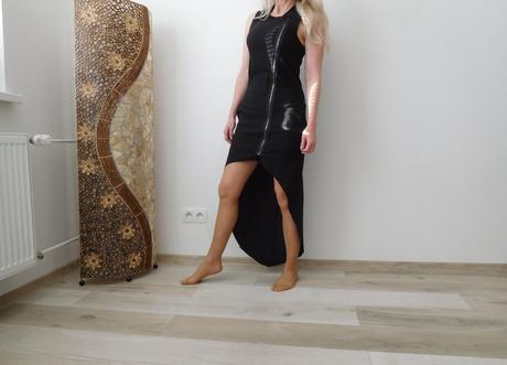 Šaty pružné v predu zips s vreckami -36/38, 36