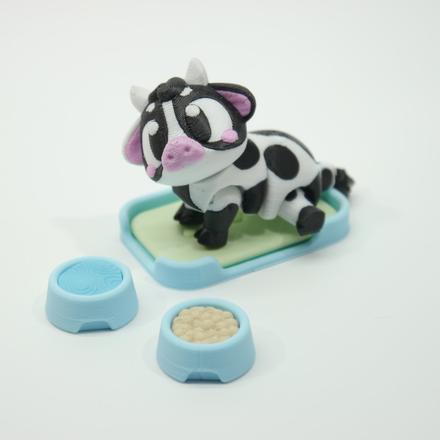 Vreckáčik krava +postieľka, miska s vodou a jedlom, 
