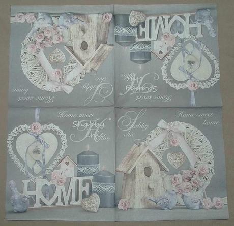 Servítka shabby chic vtáčia búdka 4ks (s336), 