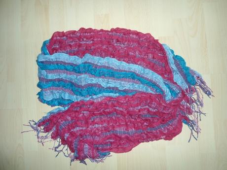 Tyrkysovo - bordovy šál, 