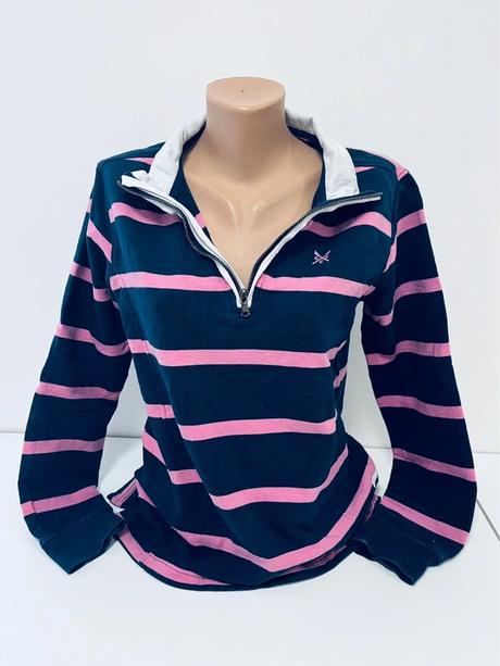Dámska pásikavá mikina crew clothing na zips, l
