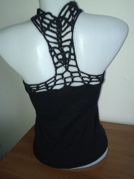 Pletený top s háčkovaným vrchom veľ. s, s