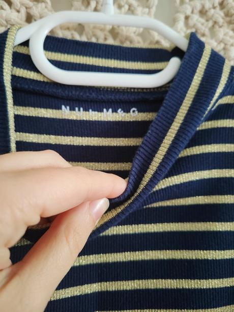 Elastická rebrovaný top so zlatými pruhmi, nutmeg,134