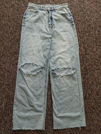 Moderné roztrhané rifle, denim,36