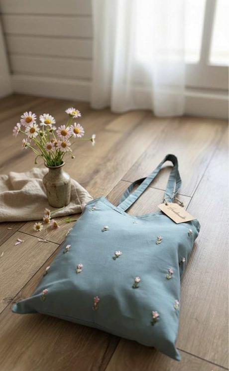 Plátené, ručne vyšívané tašky,