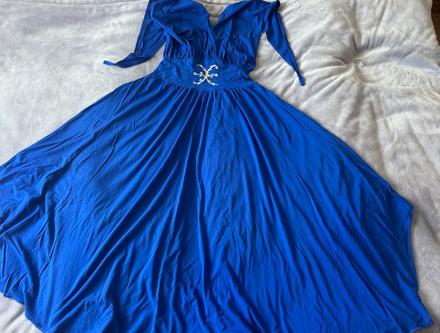 Modré šaty so zaväzovaním na krku, m